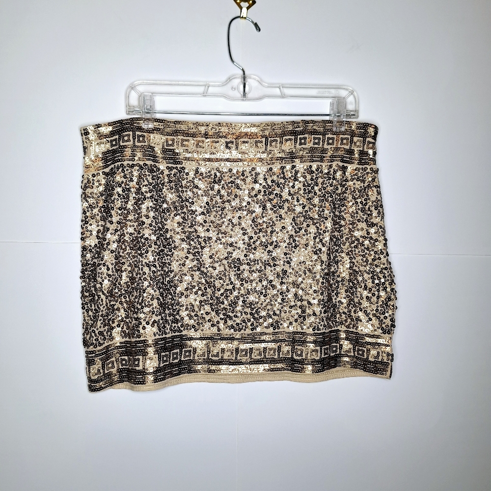 Express New Year's Eve party sequins mini skirt size large. - Picture 2 of 6